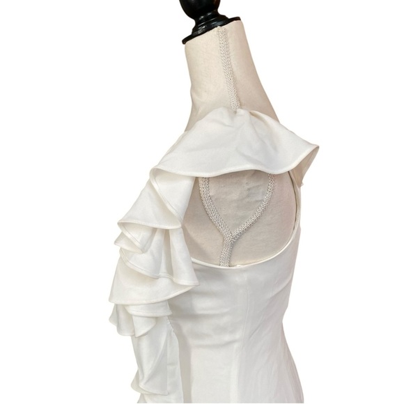 Cinq à Sept Jovette Ivory One-Shoulder Ruffle Gown Size 2 Formal Evening - Picture 10 of 16